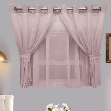 Matoc Designs Curtain -  Café Double Layer - Mystic Voile - Pink - Eyelet - 300cm W x 123cm H