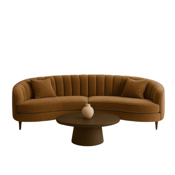 Innofurn-Curved Velvet/Fabric Sofa