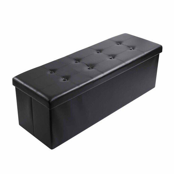 114CM FAUX LEATHER OTTOMAN BED END BENCH