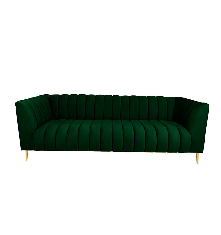 Zoey 2 Seater Stripe Couch-Emerald Green