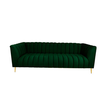 Zoey 2 Seater Stripe Couch-Emerald Green