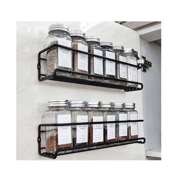 Wall mounted spice rack/floating shelf - Black steel