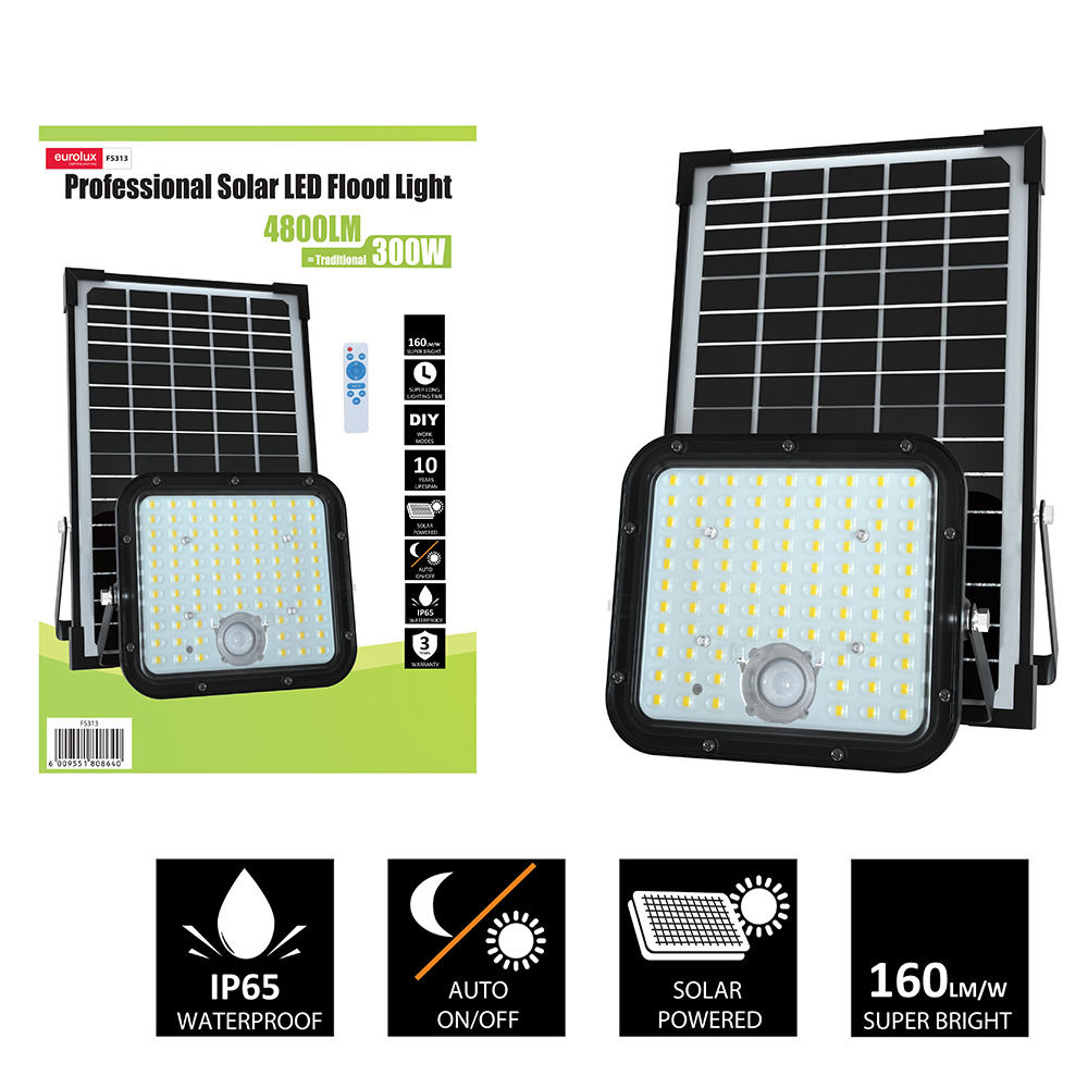 Solar 4800lm LED 6000K Floodlight with Motion Day & Night Sensor