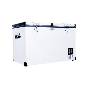 SnoMaster - 81.5L Dual Compartment Portable Fridge/Freezer AC/DC - Stainless Steel