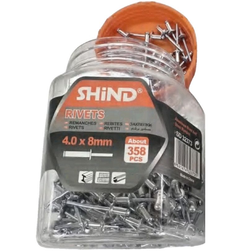 Shind 4.0x8mm Silver Rivets About 358Piece