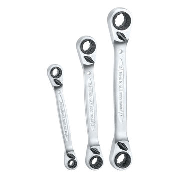 3PC Multidrive Ratchet Ring Spanner Set, in Canvas Pouch