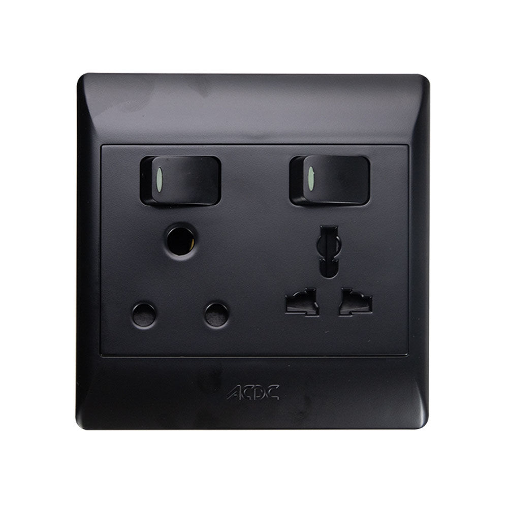 ACDC - 1x16A And 10A Multi Socket Outlet 4x4 C/W Black Cover