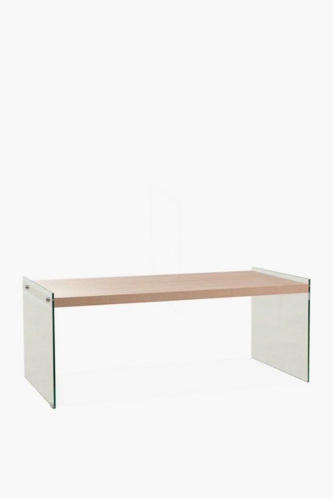 DALE COFFEE TABLE Modern Wood & Glass Centrepiece