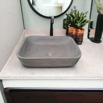 Charcoal concave rectangle concrete basin 520x400x130mm