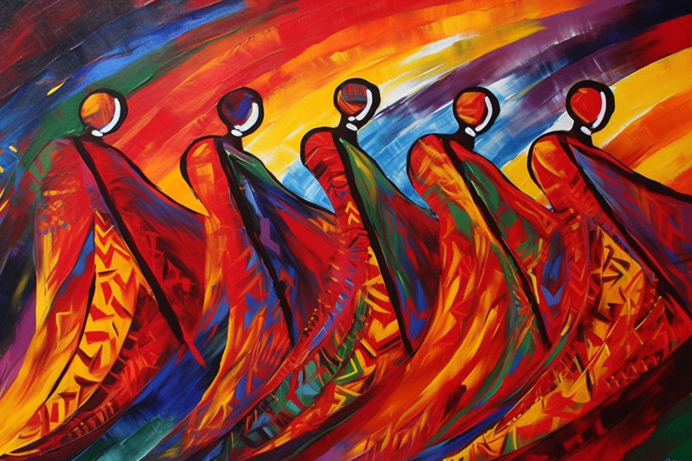 Canvas Wall Art - Rhythm Maasai By Chromatic Wildness  - A1559 - [120 x 80 cm]