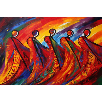 Canvas Wall Art - Rhythm Maasai By Chromatic Wildness  - A1559 - [120 x 80 cm]