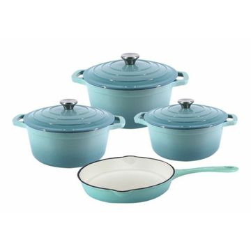Dream World New Design Dutch Pot Cookware Sets Cast Iron - 7 Piece - Sky