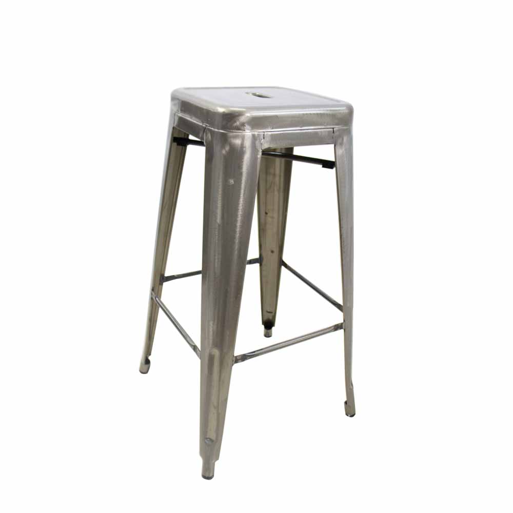 Vividitto - Tolix Bar Chair Brush Finish Without Back - Mercury Silver