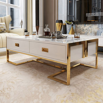 KC FURN-Jocise Contemporary Rectangular Coffee Table with 4 Drawers, White
