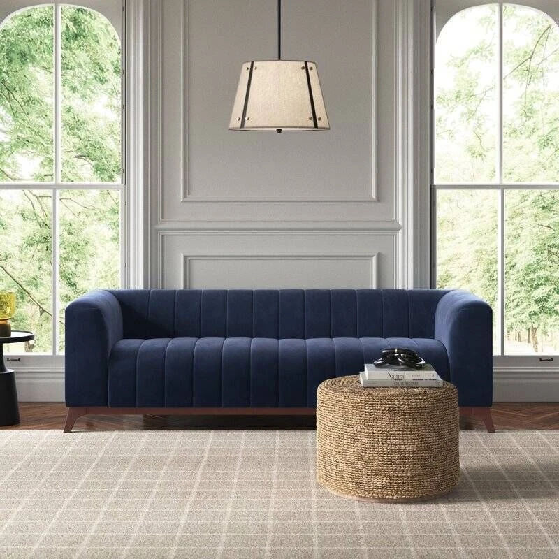 Bella 3 Seater Sofa-Velvet Blue
