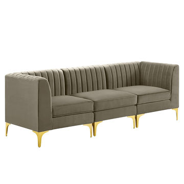 Sage 3 Seater Tufted Velvet Loveseat-Brown