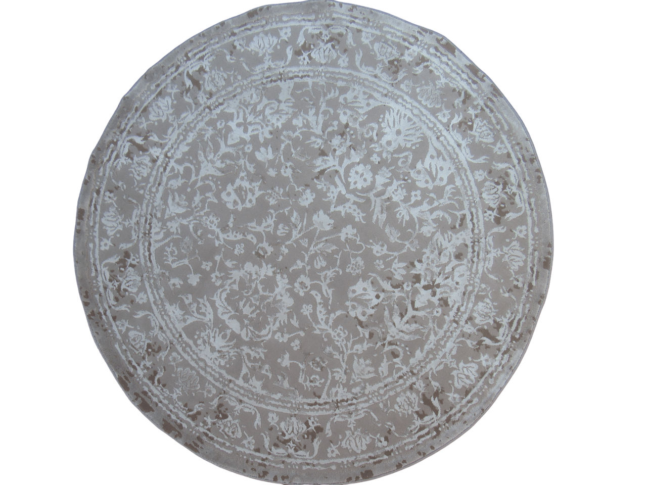 BK Carpets & Rugs - Indoor Modern Round  Rug - 1,6m x 1,6m -  Beige & White