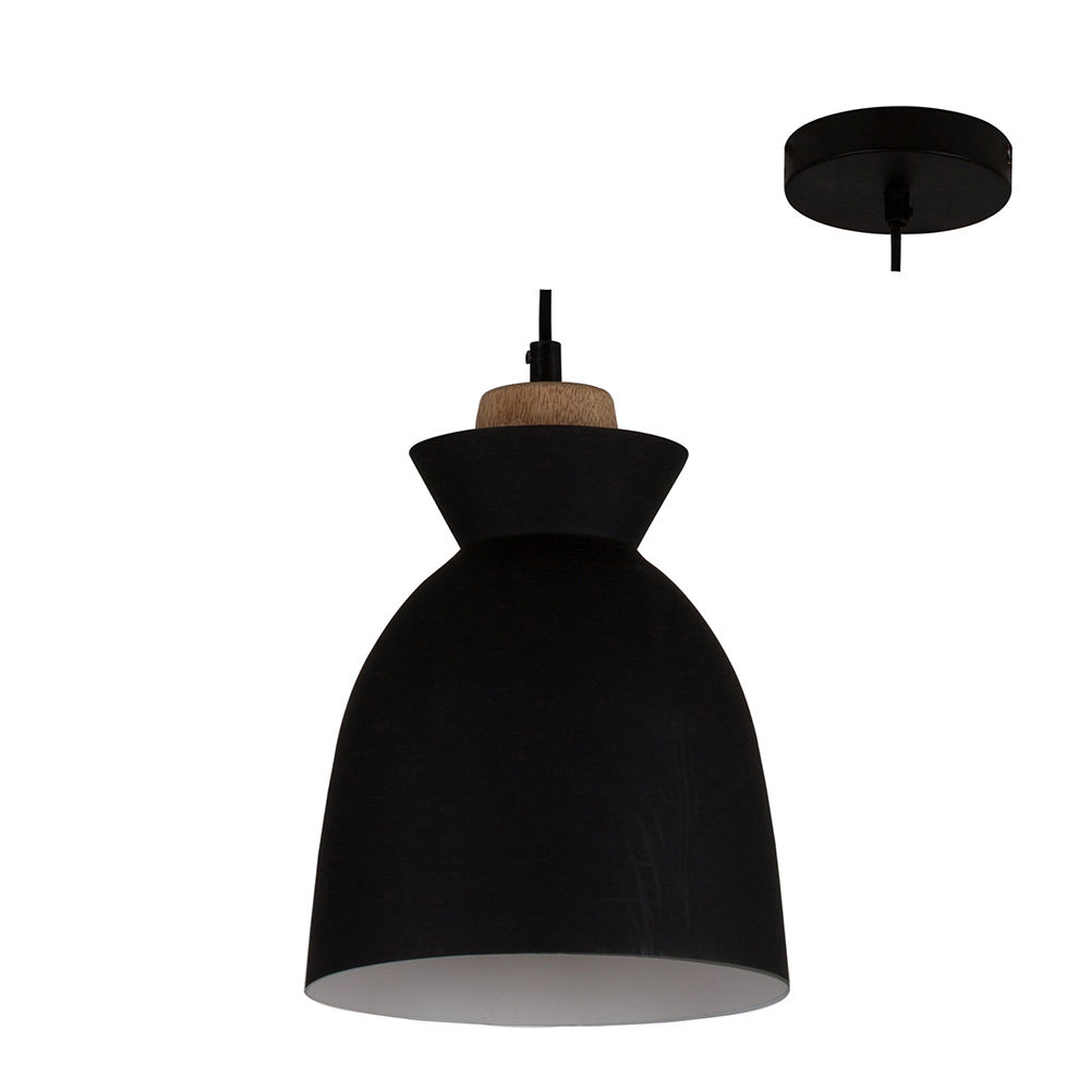 Charlotte - Pendant - 190mm - Black/Wood
