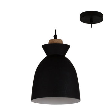 Charlotte - Pendant - 190mm - Black/Wood