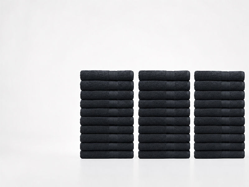 Plush 450GSM 70x130cms Bath Towels - Jet Black(30pc Pack)