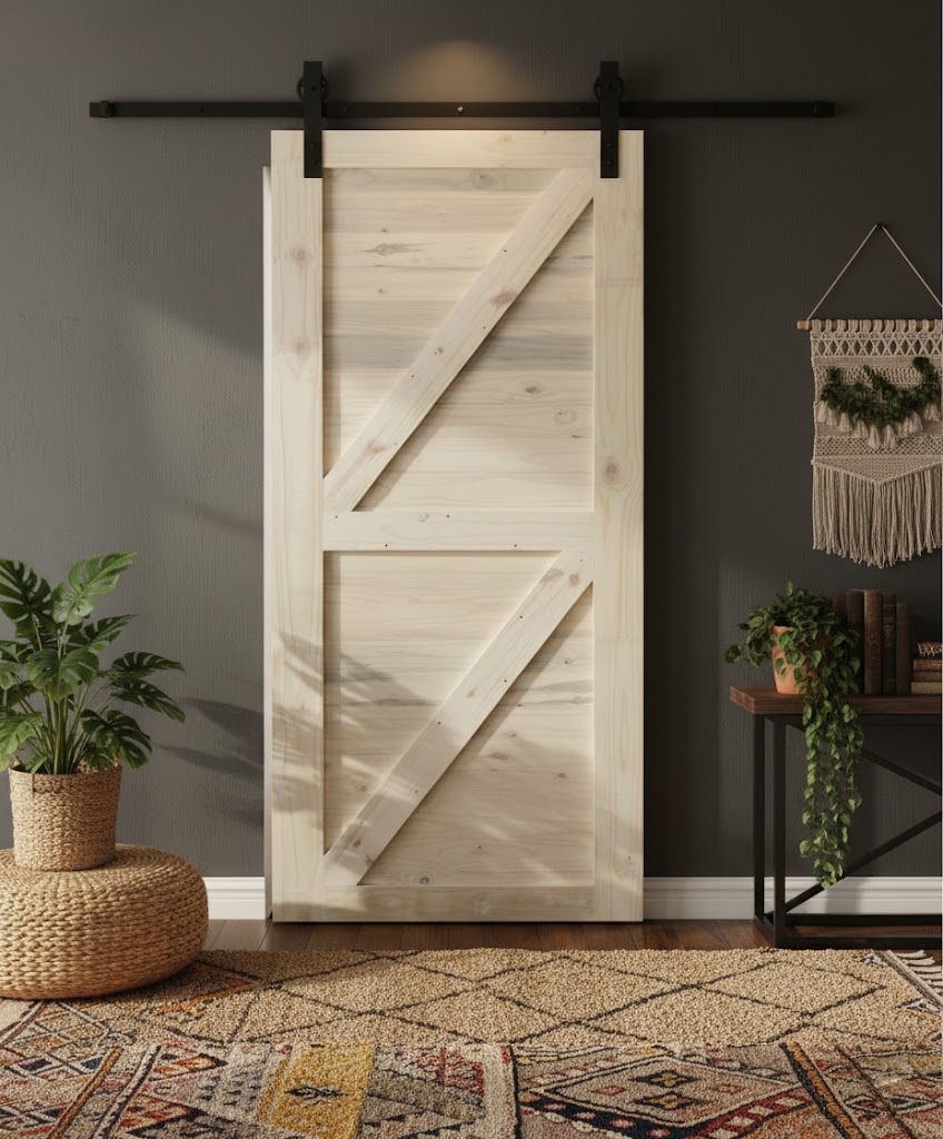 Double Z-Brace Barn Door with Hardware Kit (2100mm x 920mm x 36mm)