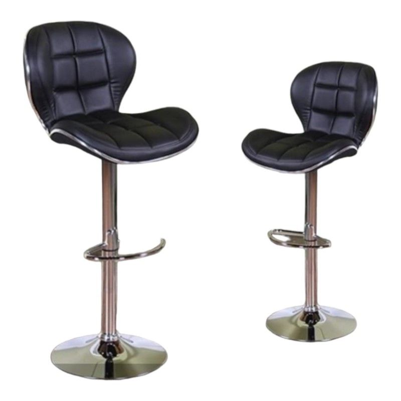 Stylish block design Barstool - Set of 2 Black