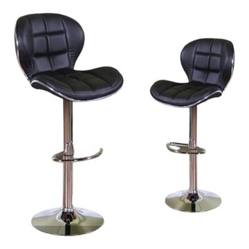 Stylish block design Barstool - Set of 2 Black