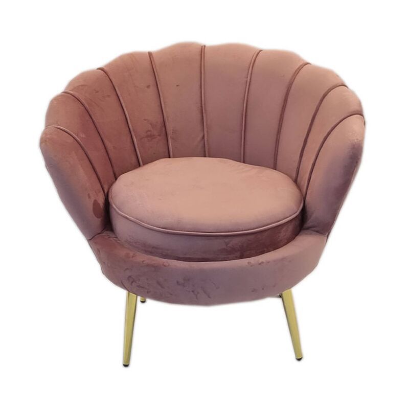 Tulip Velvet Single Seater Couch-Pink