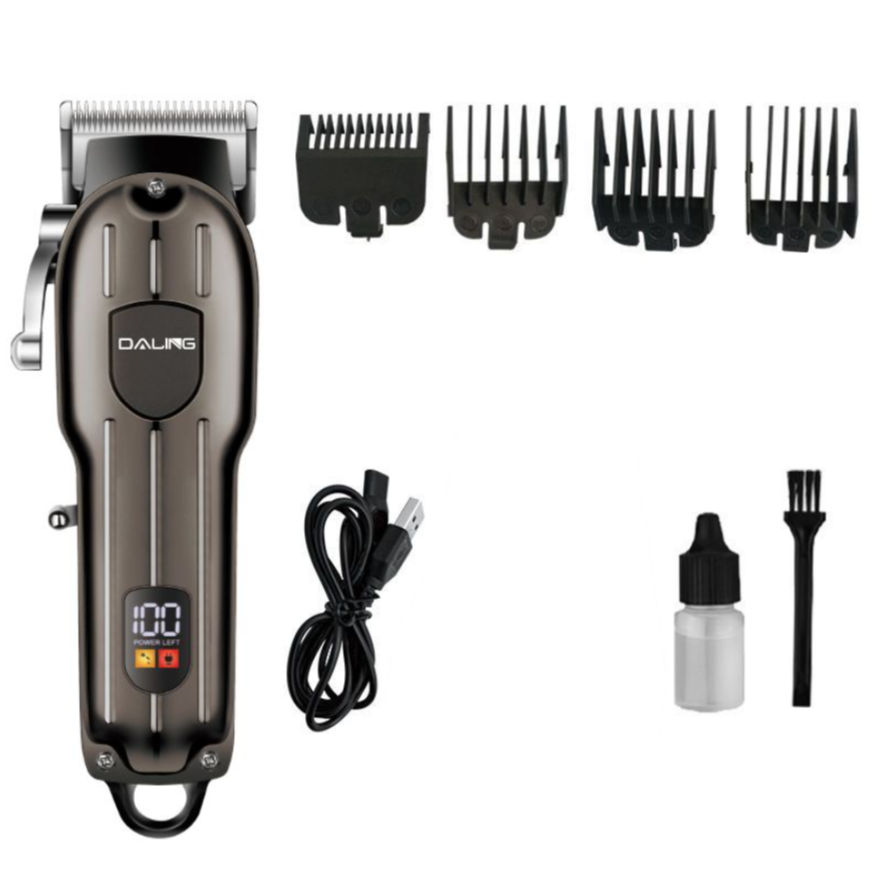 Daling R-Angle Design USB Charge Metal Clipper LCD Display Hair Trimmer