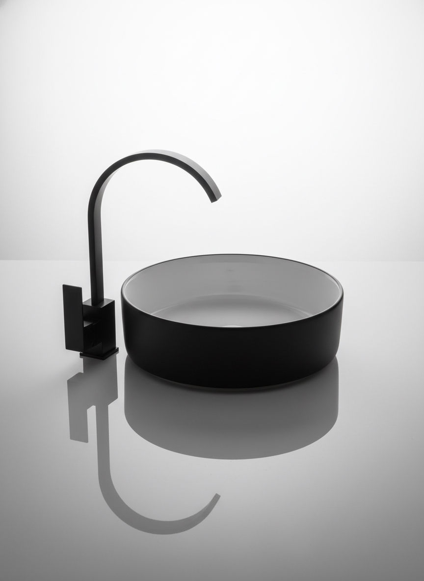 Black Mixer Tap & Round Basin Combo