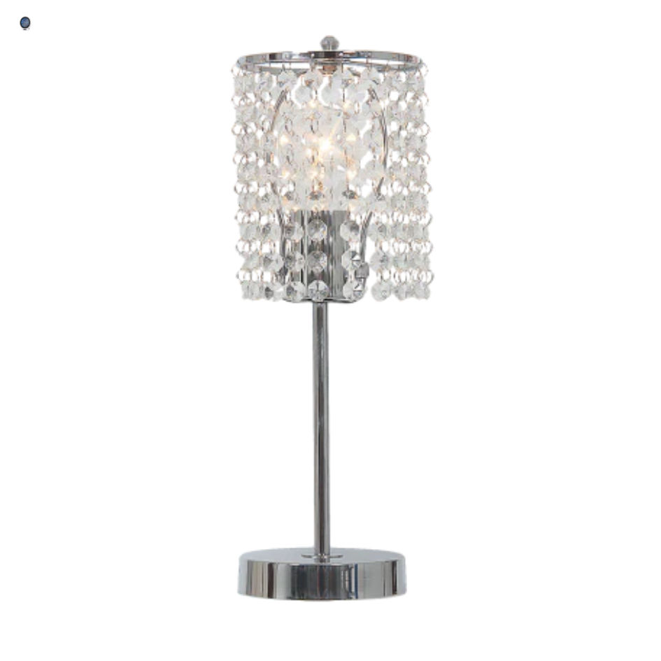 Polished Chrome Table Lamp with Clear Acrylic Crystals