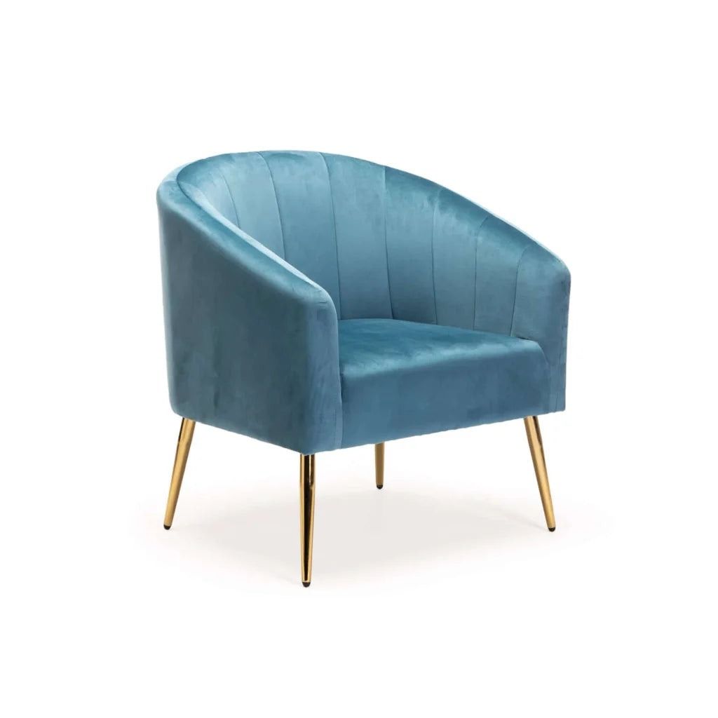 Vividitto - Abhilasha Velvet Chair - Gold Leg Petrol Blue