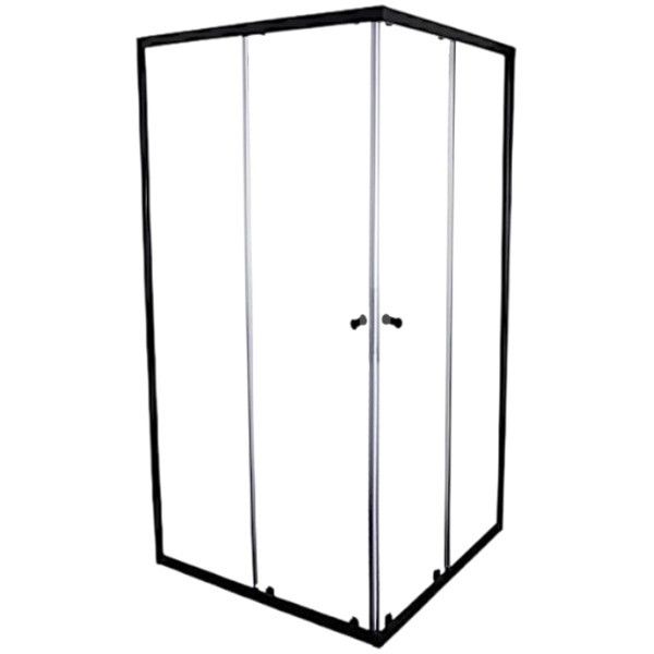 NAYA - Eclipse Double Sliding Corner Entry Shower Enclosure 1860x890mm – Matt-black Frame, 6mm Clear Glass