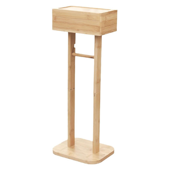 4-in-1 BambooToilet Paper Holder Stand with Storage Shelf Box