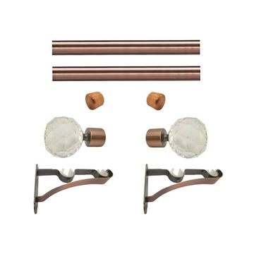 Matoc 28mm Double Pole Set - Crystal Ball Finials - Antique Copper - 1.0m