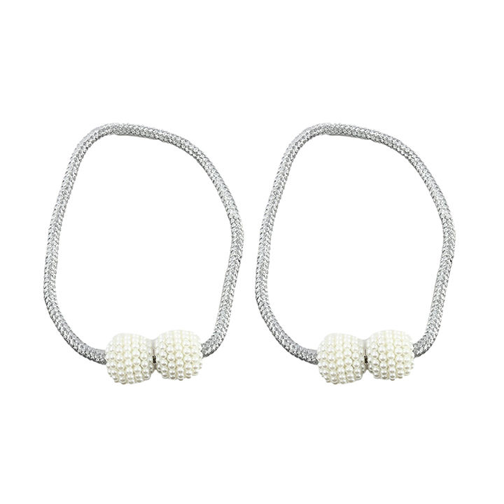 Matoc Designs Magnetic Curtain Rope Tieback with Pearl Design - Grey