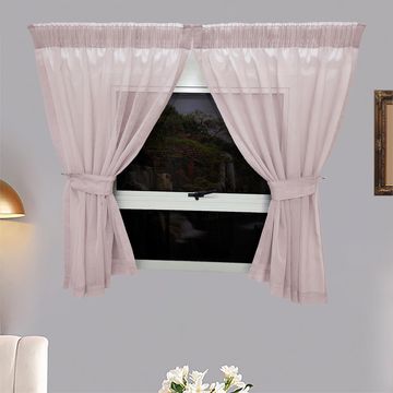 Matoc Designs Café Curtain - Mystic Voile - Pink - Taped - 110cm W x 120cm H - 2 Pack