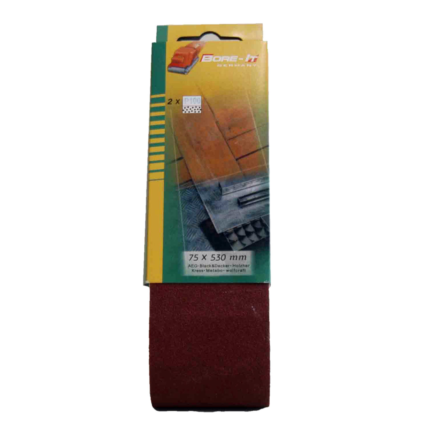 Bore-it - Sanding Belt - 75 X 530mm - 100grit - 2/pkt - 6 Pack