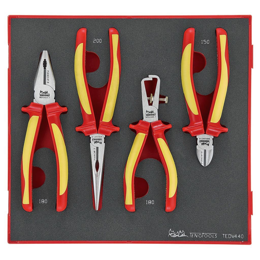 4PC 1000 Volt Insulated Plier Set in EVA Foam