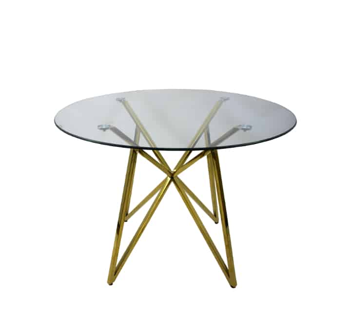 Glass Round Table Gold Metal Legs