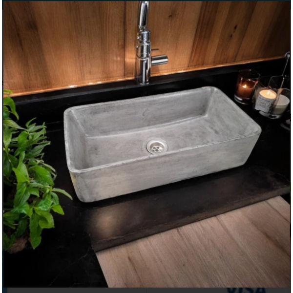 Aquatina Charcoal Concrete Basin/Sink 47x23.5x12cm