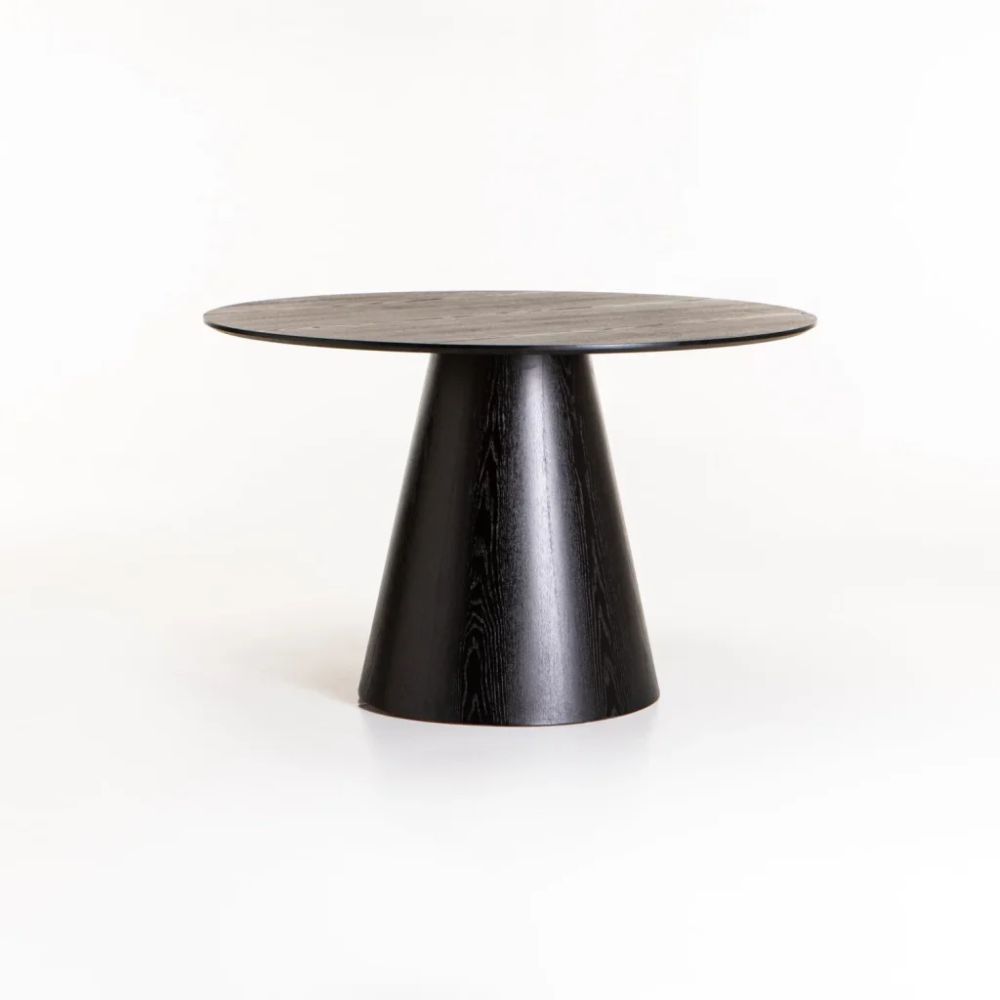 KIRBY 120cm Round Dining Table – Black Solid Wood Veneer on MDF