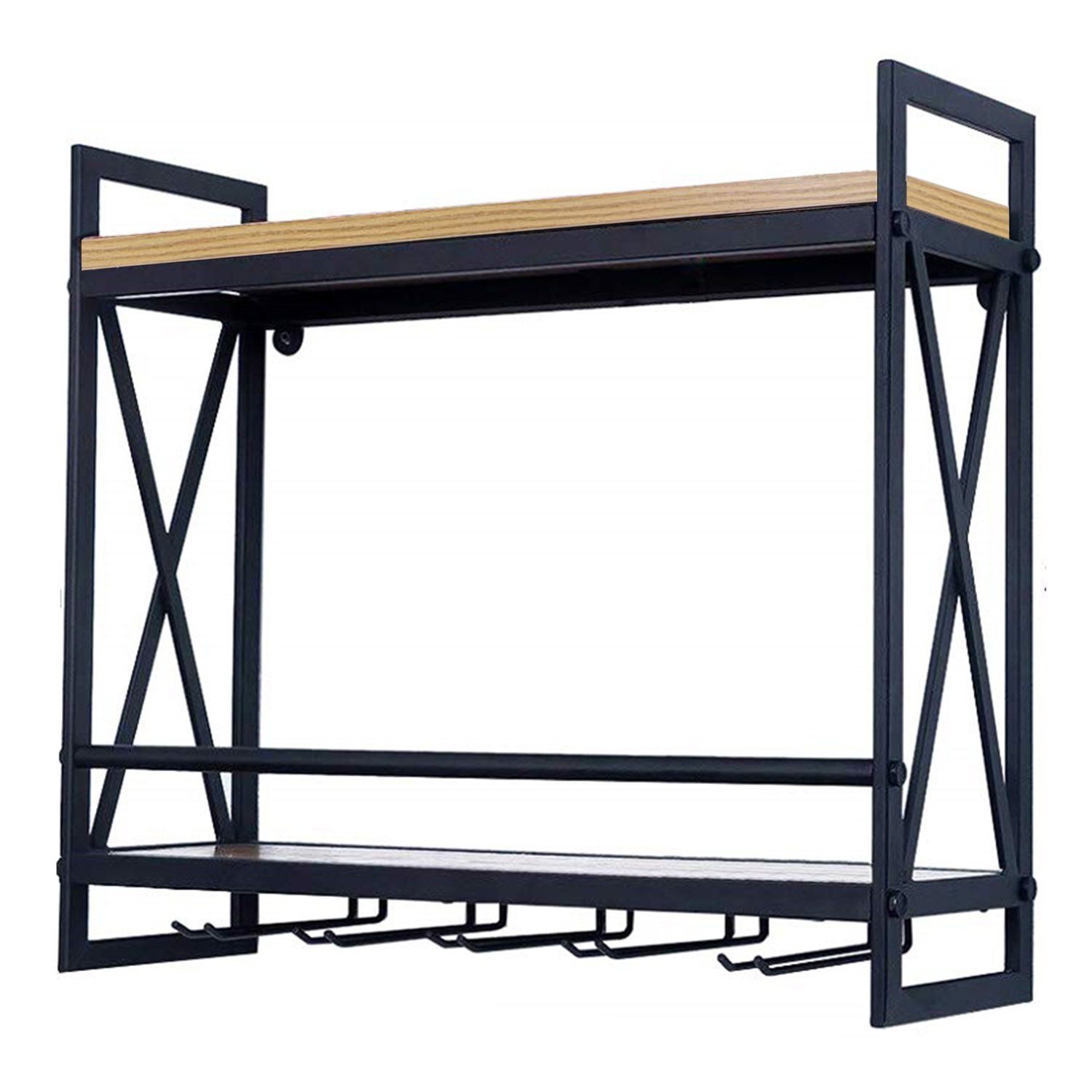 Wall Mounted Wine Rack Glasses Holder Multifunction Display Shelf