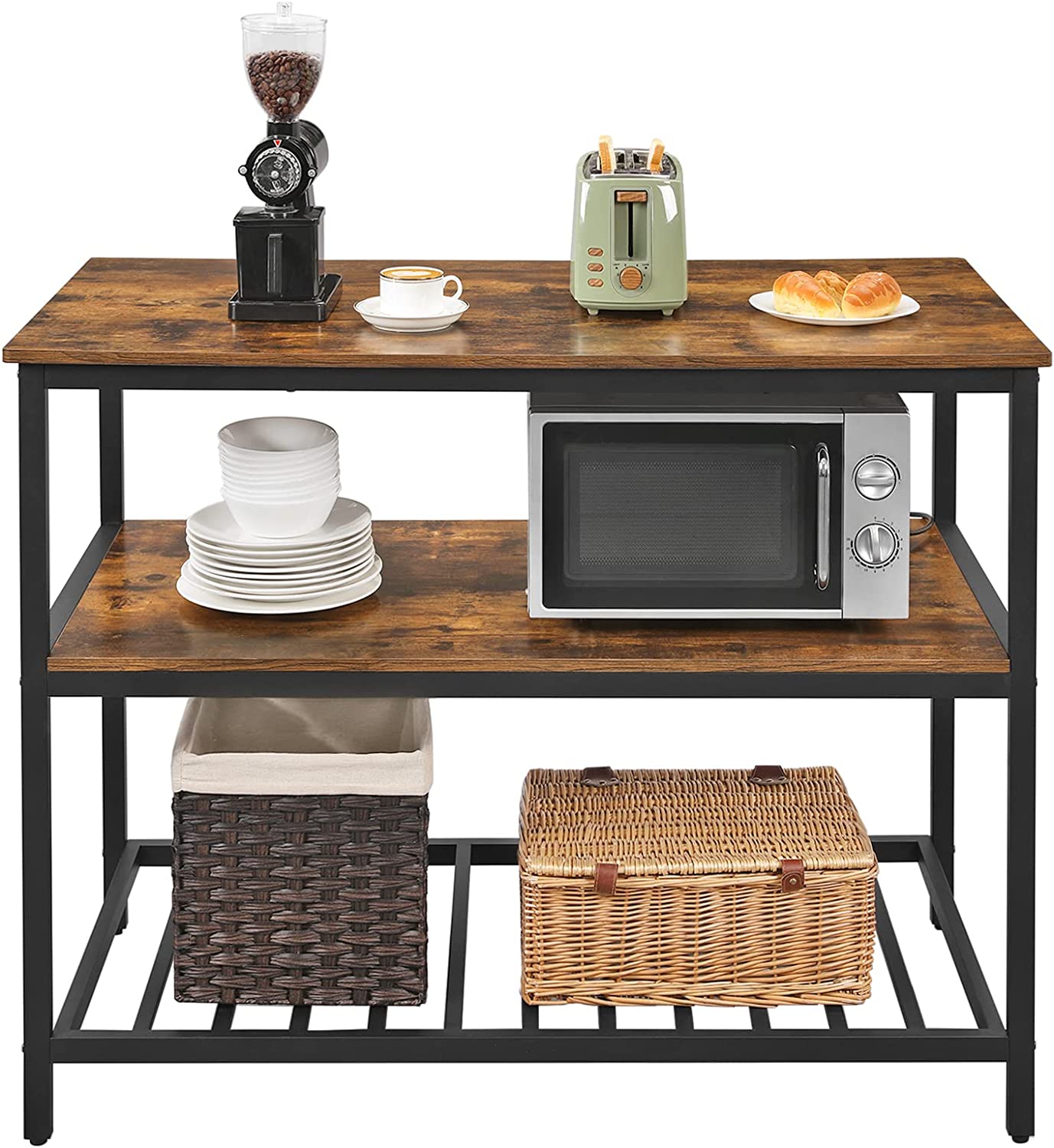 Lifespace Rustic Industrial Kitchen Island Work Table