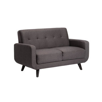 Vividitto - Pejane Fabric 2 Seater Couch - Dark Grey/Dark Leg