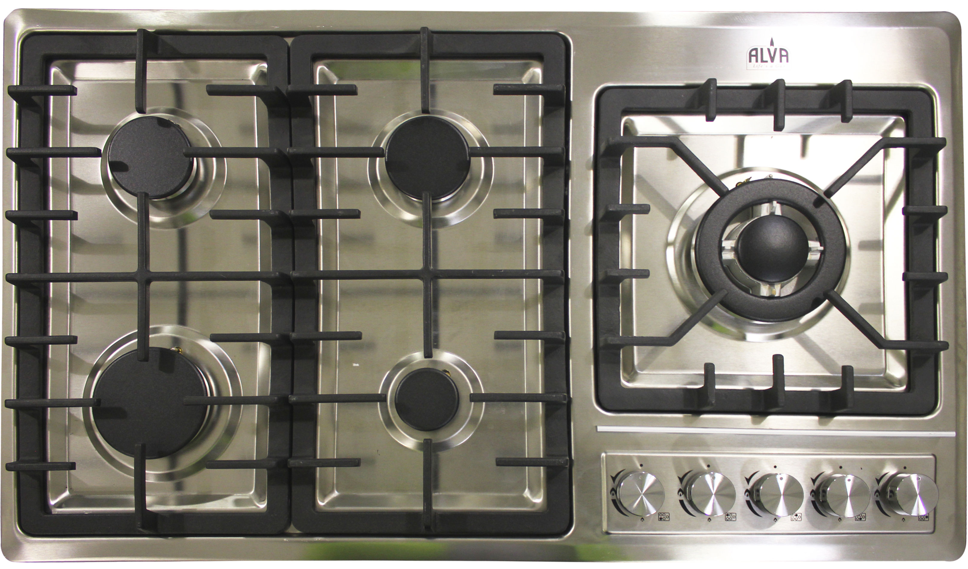 ALVA - 90cm 5-Burner Gas Hob - Stainless Steel