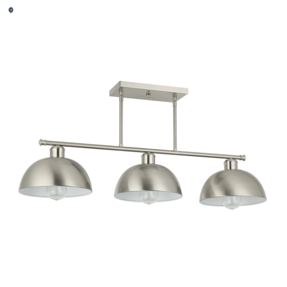 Satin Chrome Pendants with White Glass