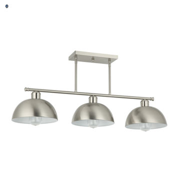 Satin Chrome Pendants with White Glass