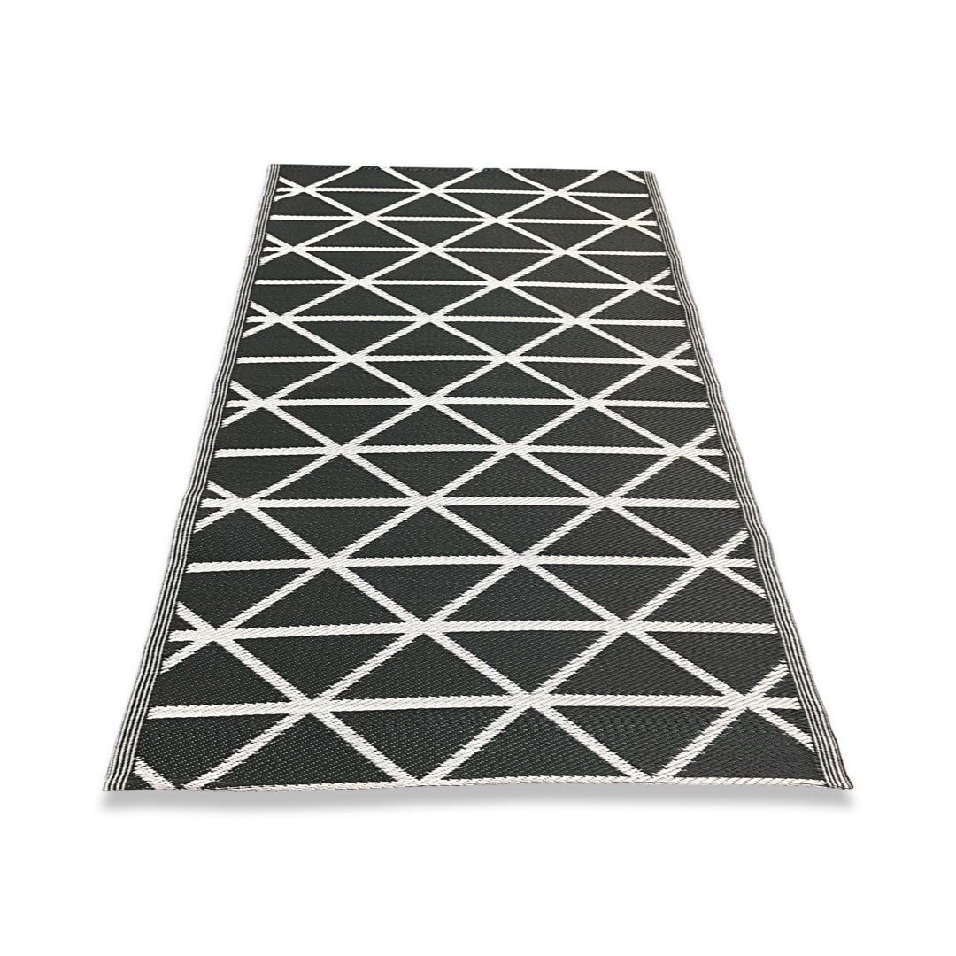 Rug It Up Indoor & Outdoor Plastic Waterproof Reversible Rug - Grey Geometric 2 x 1.2m