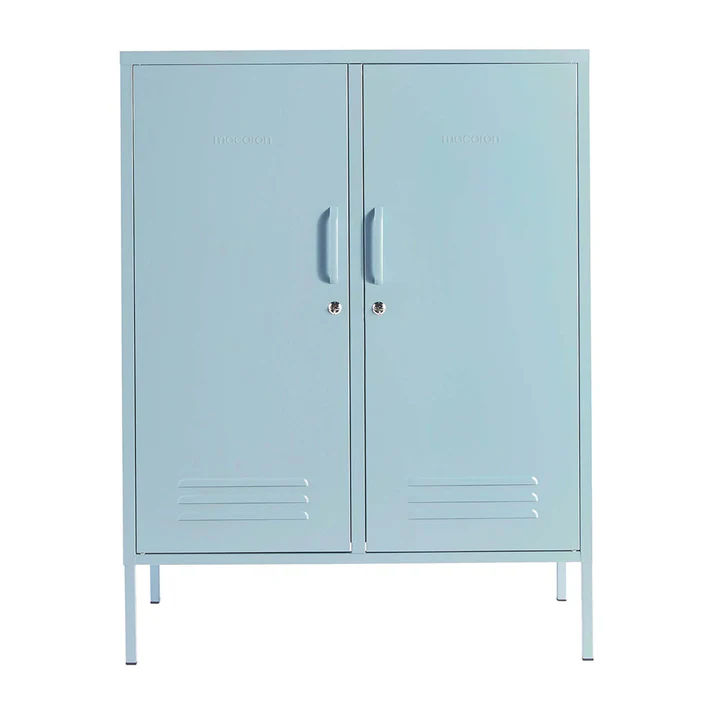 Steel Swing Door Sideboard Midi Storage Cabinet Cupboard Locker - Ocean Blue